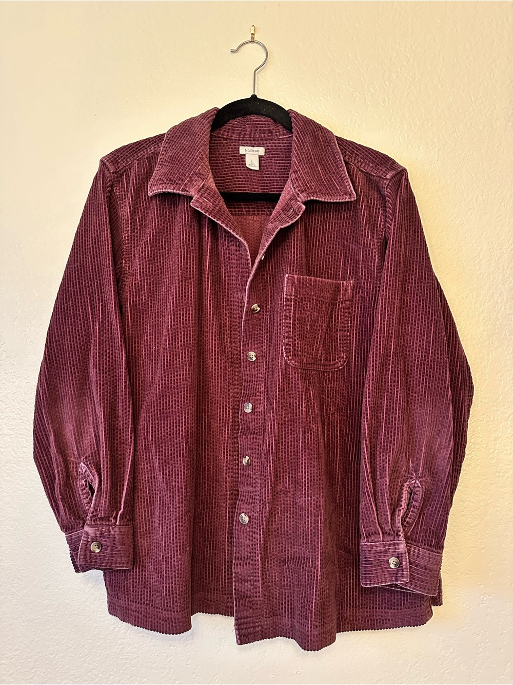 L.L. Bean Corduroy Button-Up Shirt Maroon